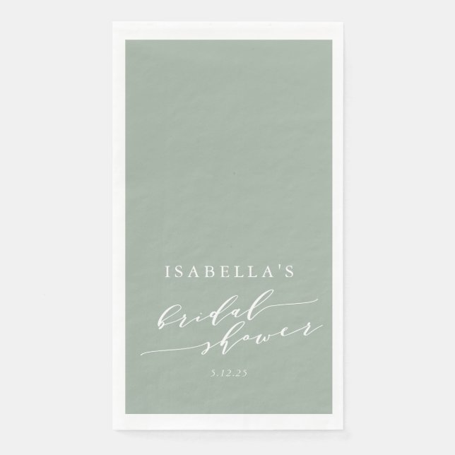 Minimalistisches benutzerdefiniertes Dusty Sage Gr Serviette (Vorderseite)