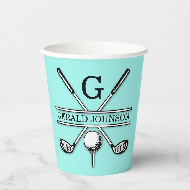 Minimalistisches, benutzerdefiniertes Golf Monogra Pappbecher (Vorderseite)