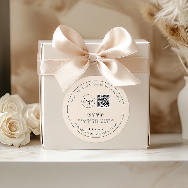 Minimalistisches benutzerdefiniertes Light Boho Vi Runder Aufkleber (Minimalist Custom Light Boho Thank You Sticker)