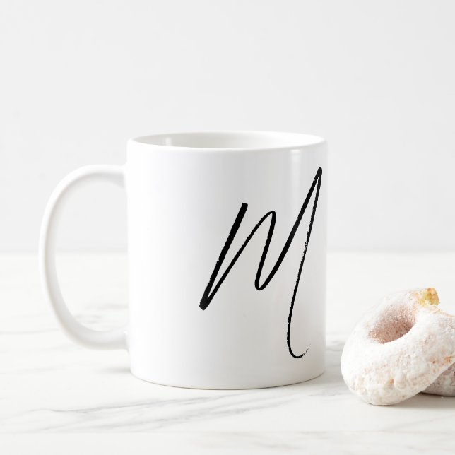 Minimalistisches benutzerdefiniertes Skriptmonogra Kaffeetasse (Mit Donut)