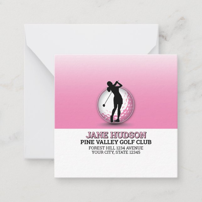 Minimalistisches benutzerdefiniertes Women Golfer  Mitteilungskarte (Vorderseite)