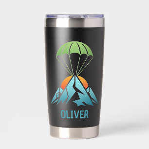 Minimalistisches Berg-Parachute-Logo Thermobecher