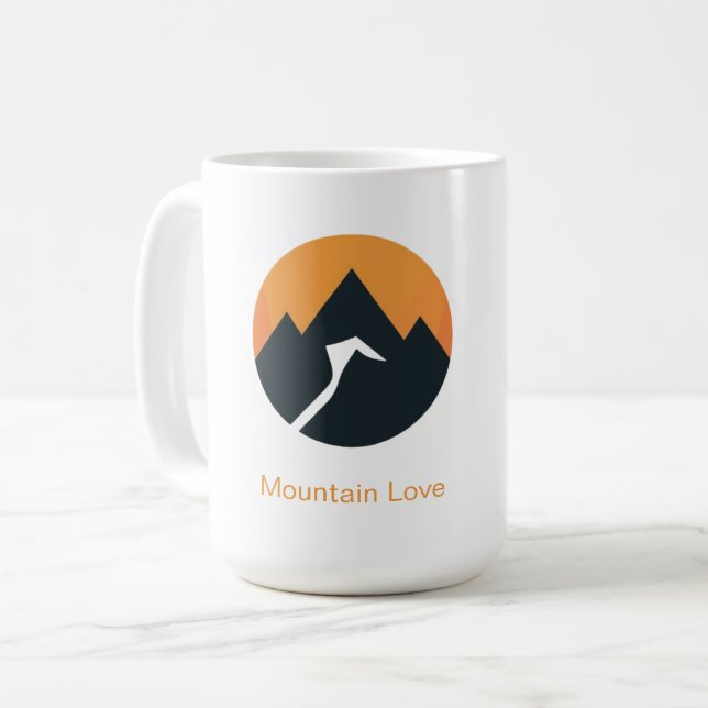 Minimalistisches Berg-Sonnenuntergangs-Design Kaffeetasse (Vorderseite Links)