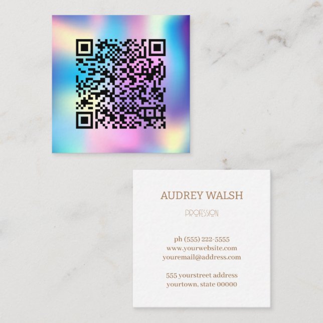 Minimalistisches Berufliches Logo QR Quadratische Visitenkarte (Vorne/Hinten)