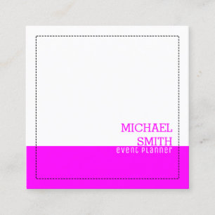 Minimalistisches Berufliches Weißes Magenta Quadratische Visitenkarte