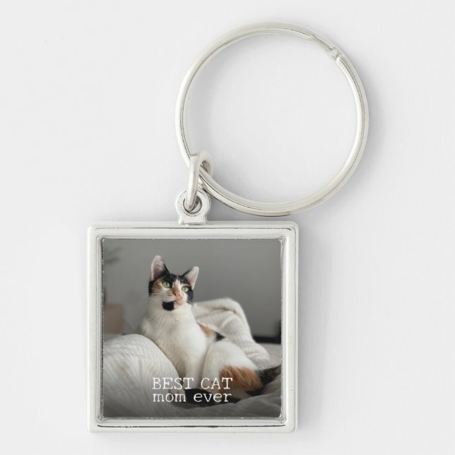 Minimalistisches bestes Cat Mum je benutzerdefinie Schlüsselanhänger (Vorne)