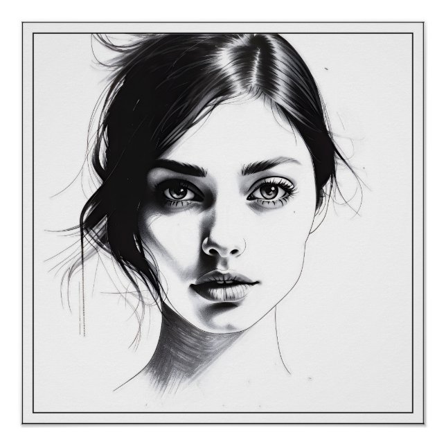 Minimalistisches Bild eines Mädchens Poster (Vorderseite)