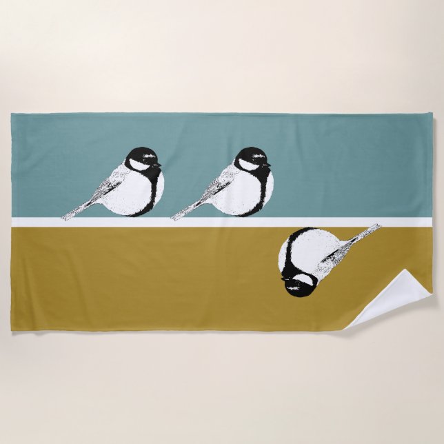 Minimalistisches Bird Design Strandtuch (Vorderseite)