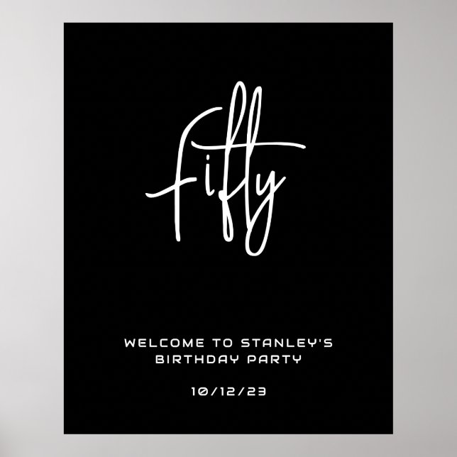 Minimalistisches Black 55 Geburtstag Begrüßungszei Poster (Vorne)