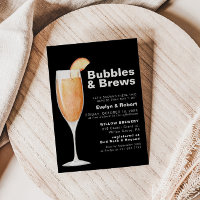 Minimalistisches Black Bubbles & Brews Brautparty