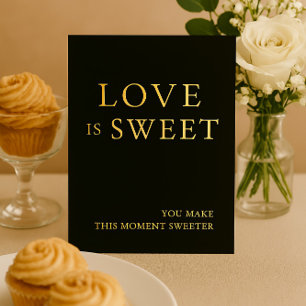 Minimalistisches Black & Gold Dessert Tafelschild Folien Feiertagskarte