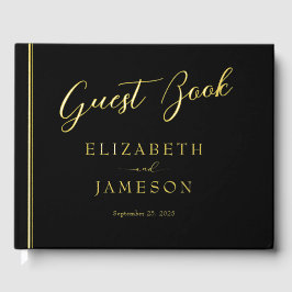 Minimalistisches Black Gold Foil Hochzeitsbuch Gästebuch