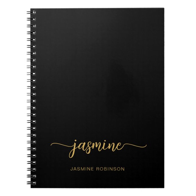 Minimalistisches Black Gold Girl Monogram Name Scr Notizblock (Vorderseite)
