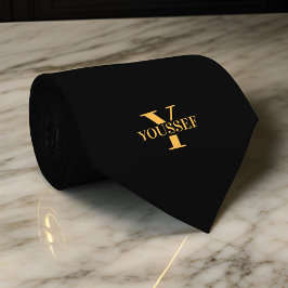 Minimalistisches Black Gold Mit Monogramm Krawatte