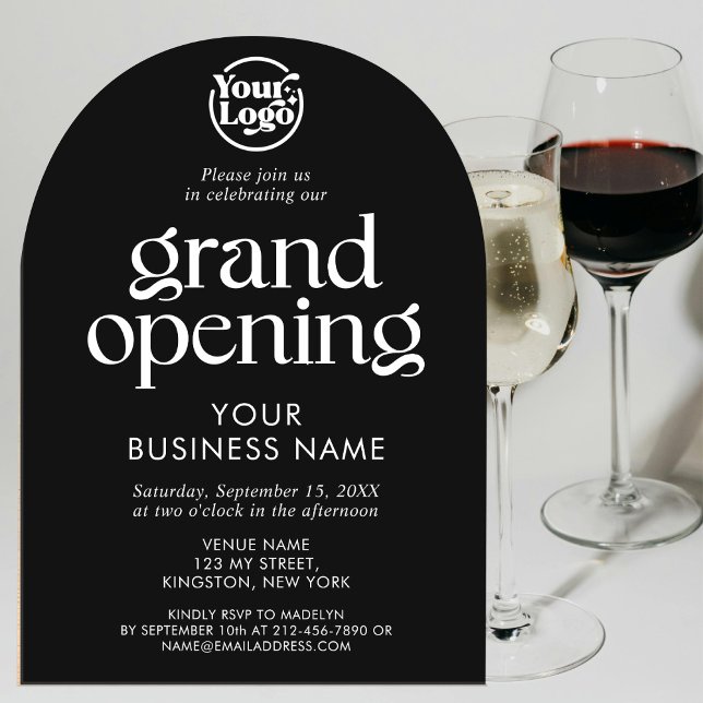 Minimalistisches Black Grand Opening-Business-Logo Acryleinladungen (Von Creator hochgeladen)