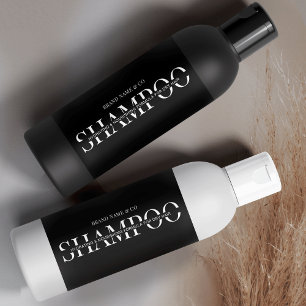 Minimalistisches Black Shampoo Duschgel-Etikett