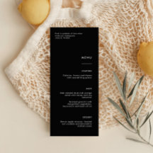 Minimalistisches Black Wedding Menu