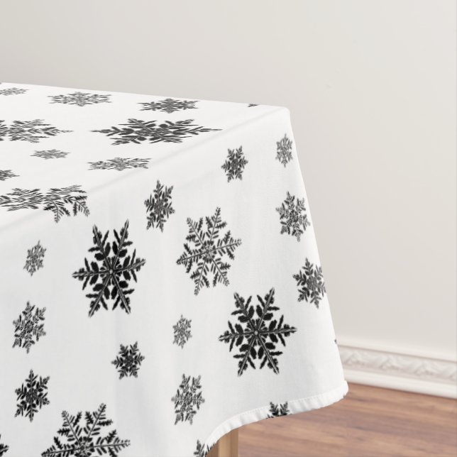 Minimalistisches Black Whimsical Snowflake Muster Tischdecke (Beispiel)