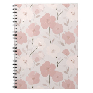 Minimalistisches Blassrosa-Blumen Weißes Blumenmus Notizblock
