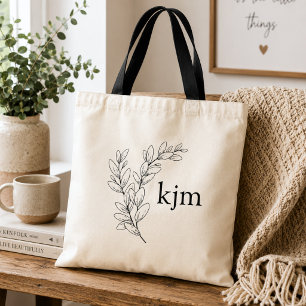 Minimalistisches Blattmonogramm Tragetasche