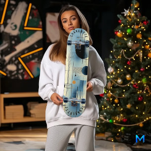 Minimalistisches Blau und Gelb Abstrakt Geometrisc Skateboard