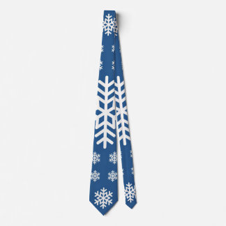 Minimalistisches Blau und Weiße Schneeflocken Feri Krawatte