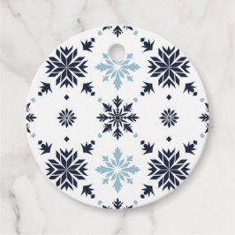 Minimalistisches Blau und Weiße Schneeflocken - Ge Geschenkanhänger