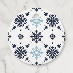 Minimalistisches Blau und Weiße Schneeflocken - Ge Geschenkanhänger