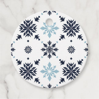 Minimalistisches Blau und Weiße Schneeflocken - Ge Geschenkanhänger