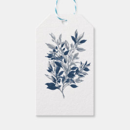 Minimalistisches Blaues botanisches Natureledesign Geschenkanhänger