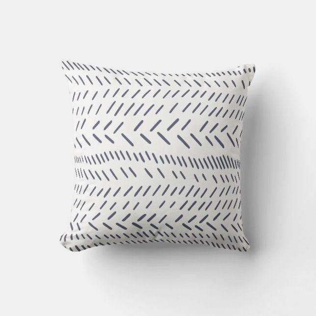 Minimalistisches blaues Dash-Muster Moderne Dekora Kissen (Vorderseite)
