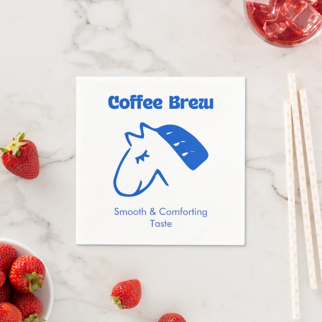 Minimalistisches blaues Kaffee-Logo Serviette (Beispiel)