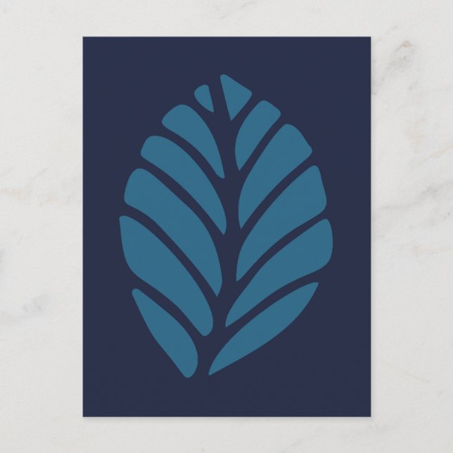 Minimalistisches blaues Leaf Postkarte (Vorderseite)