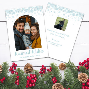 Minimalistisches blaues Schneeflocken-Foto Feiertagskarte