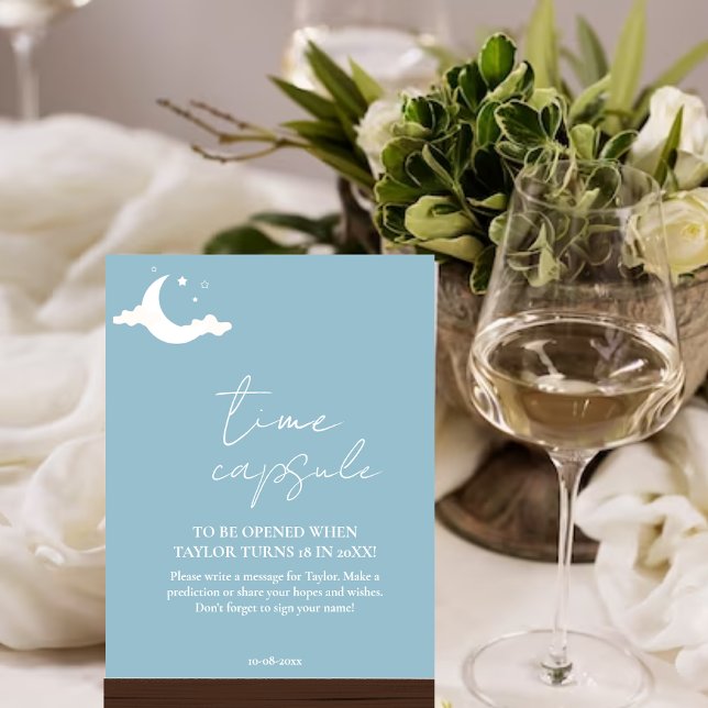 Minimalistisches Blue Baby Shower Time Kapselunter Poster (Von Creator hochgeladen)