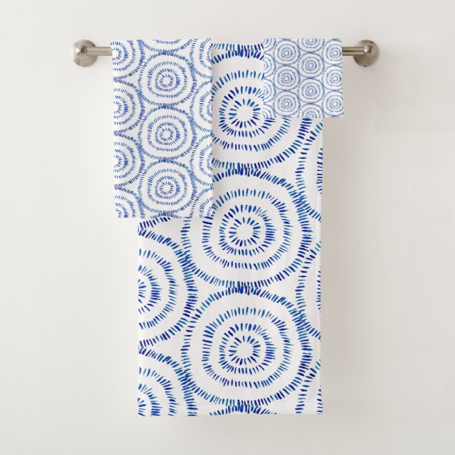 Minimalistisches Blue Circle Bho Badetuch Set (Insitu)