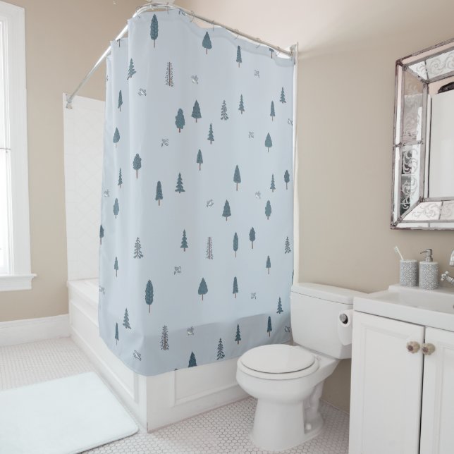 Minimalistisches Blue Mountain Thema Kinderbecken Duschvorhang (Beispiel)