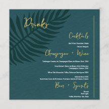 Minimalistisches Blue Palm Leaf Wedding Drinks Bar