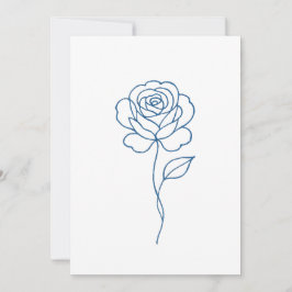Minimalistisches Blue Rose Line Art Poster Einladung
