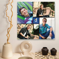 Minimalistisches Blue Square Monogram 4 Foto Absch