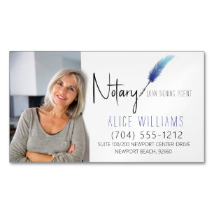 Minimalistisches Blue & White Notary Foto Magnetische Visitenkarte