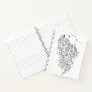 Minimalistisches Blumen-Frauen-Profil-Notizbuch Notizbuch