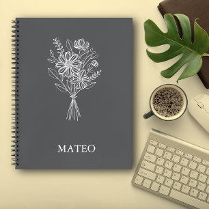 Minimalistisches Blumen-Linienkunst-Notizbuch Notizbuch