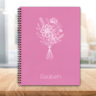 Minimalistisches Blumen-Linienkunst-Notizbuch – Sa Notizbuch