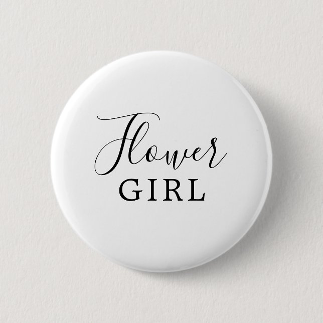 Minimalistisches Blumenmädchen-Brautparty Button (Vorderseite)