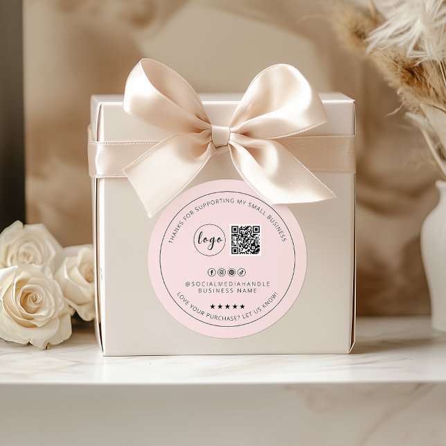Minimalistisches Blush Pink Danke Aufkleber (Minimalist Custom Blush Pink Thank You Sticker)