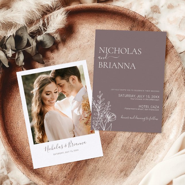 Minimalistisches Boho Cinnamon Slate Wedding Foto Einladung (Von Creator hochgeladen)