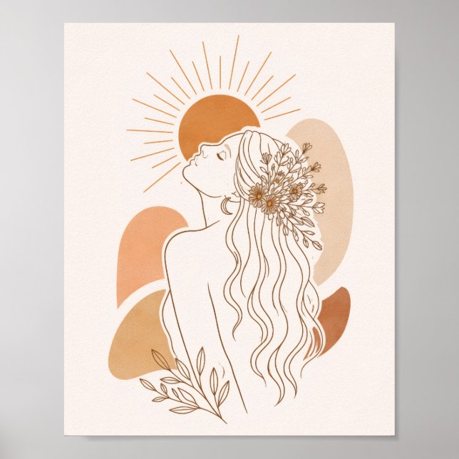 Minimalistisches Boho-Frauenkunstposter Poster (Vorne)