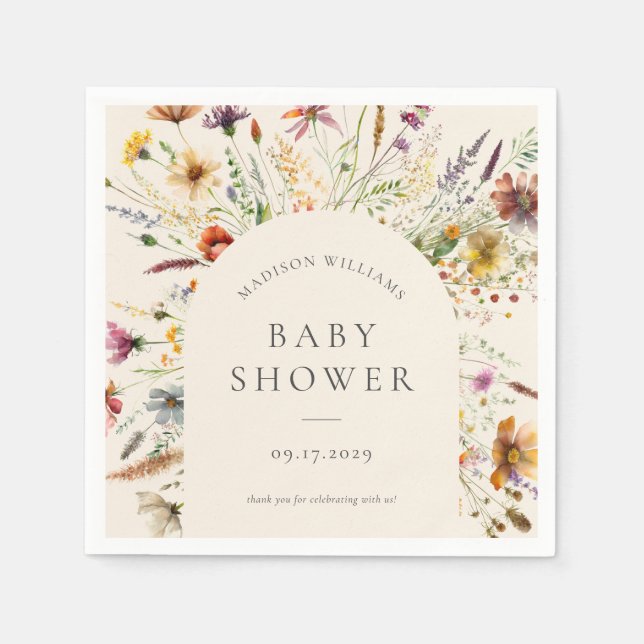 Minimalistisches Boho Wildblume Blumenbaby Duschze Serviette (Vorderseite)