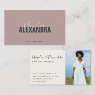 Minimalistisches Bold Script Boho Chic Mauve Foto Visitenkarte